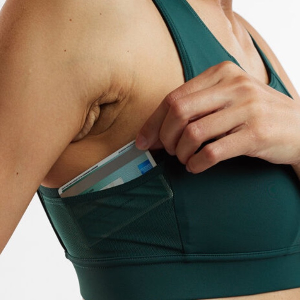 Oiselle ‘Pockito’ Moss Green Sports Bra Wings-Out🪽 - Picture 8 of 12